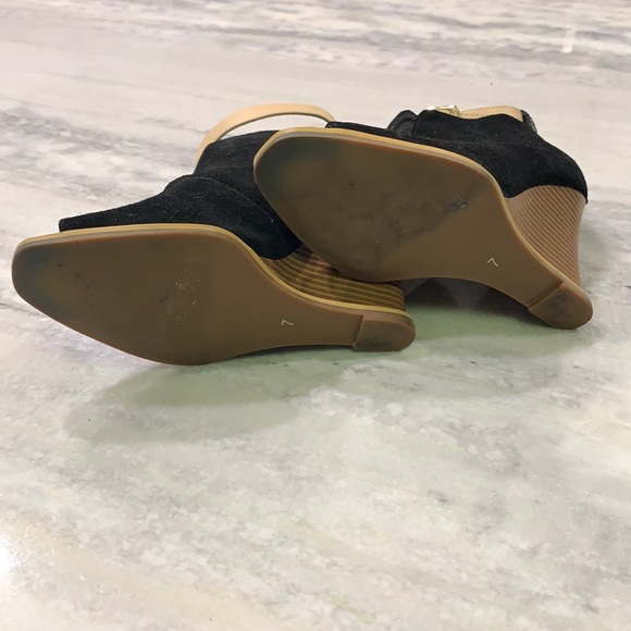 Woven brand Black Suede Peep-Toe Wedge - Picture 7 of 8